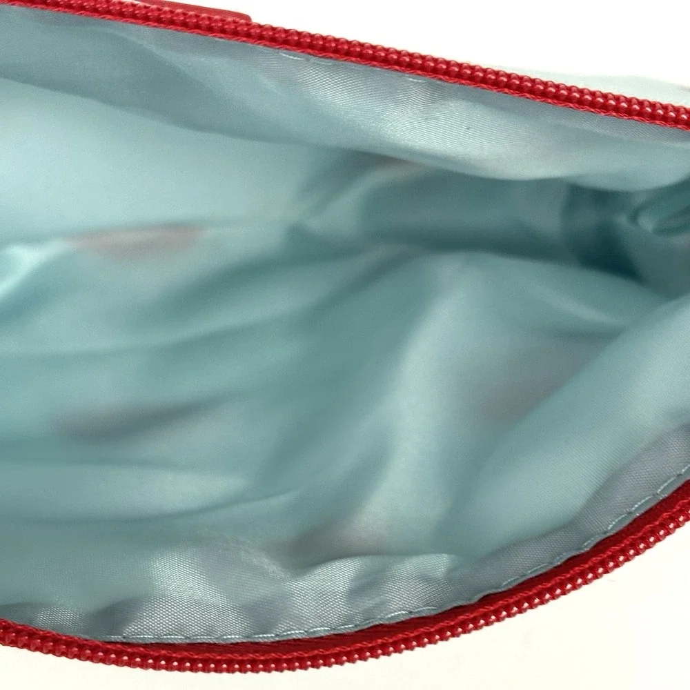 Clinique Kate Spade New York Zipper Cosmetic Bag for Make Up Aqua with Red Lips